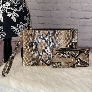 I.N.C MOLYY Wristlet/HAZELL Card Case Faux Snake Skin 2pc Set